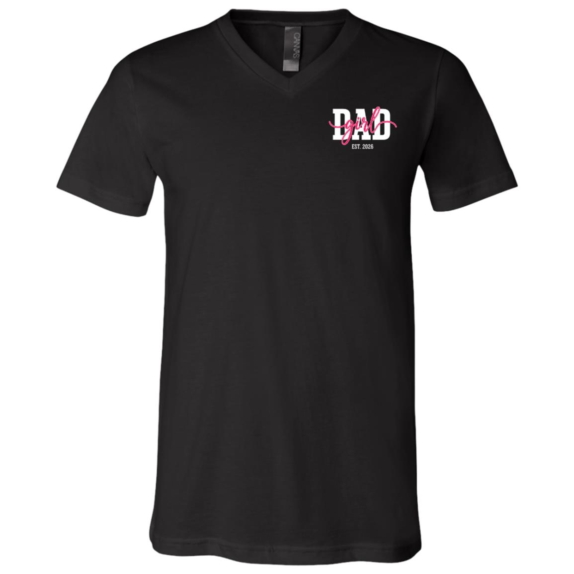 Soon to Be Daddy of Baby Girl 2026 T-Shirt - First Time Dad T-Shirt, Black, V-Neck T-Shirt