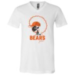 Bear Girl Black Women Sports Lover T-Shirt - V-Neck Shirt, White, V-Neck T-Shirt