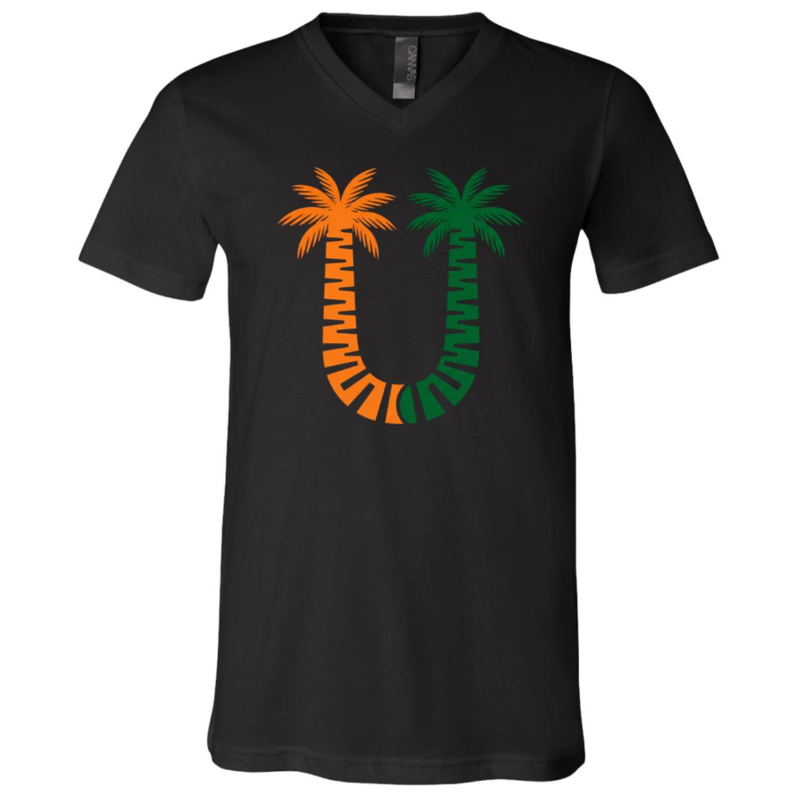 Miami Palm Trees UM Vintage Classic 90's T-Shirt - V-neck Shirt, Black, V-Neck T-Shirt