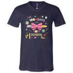 100 Days of School Pencil Pink Coquette Bracelet T-Shirt - V-Neck shirt, Navy, V-Neck T-Shirt
