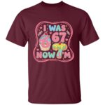 Six Seven Meme 7 Year Old Birthday T-Shirt - I Was 6 Now I'm 7 Shirt, Maroon, Youth T-Shirt
