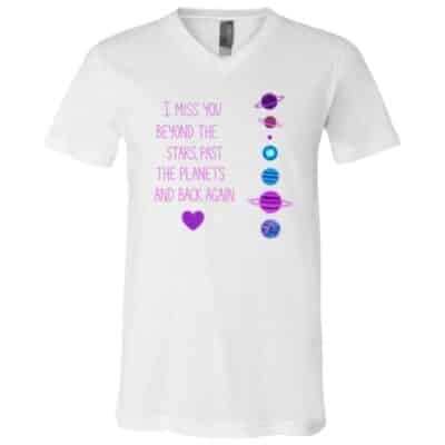 I Miss You Beyond The Star Valentine T-Shirt - V-Neck Shirt, White, V-Neck T-Shirt