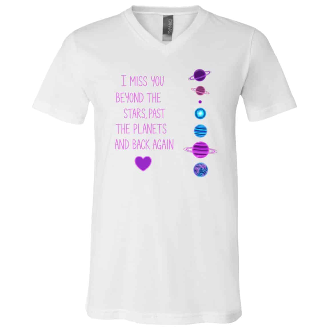 I Miss You Beyond The Star Valentine T-Shirt - V-Neck Shirt, White, V-Neck T-Shirt