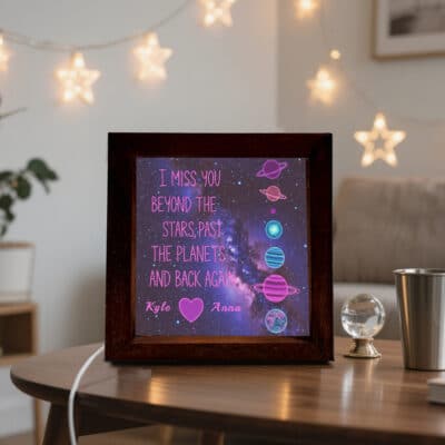 Personalized I Miss You Beyond The Stars and Back Again Planlet Valentine LED Light Frame - Valentine Gifts