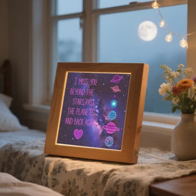 I Miss You Beyond The Stars and Back Again Planlet Valentine LED Light Frame - Valentine Gifts