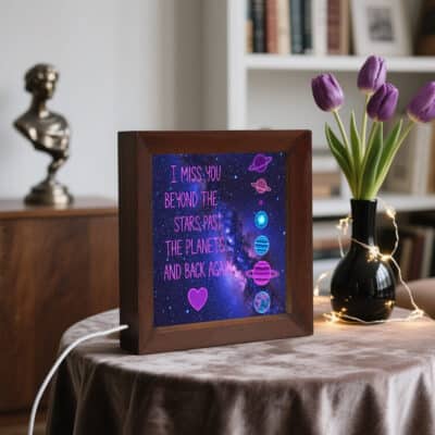 Alternative view of I Miss You Beyond The Stars and Back Again Planlet Valentine LED Light Frame - Valentine Gifts