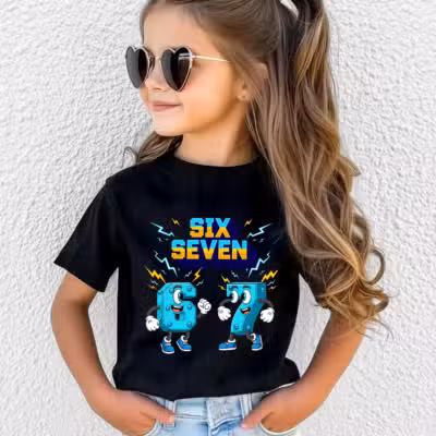 Alternative view of 67 Six Seven 6-7 Funny Italian Brainrot Kids Gaming Meme T-Shirt - V-Neck Shirt