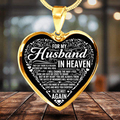For My Husband In Heaven Heart Necklace - In Memory Of Husband Necklace
