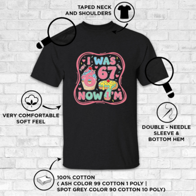 Alternative view of I Was 6 Now I'm 7 Six Seven Meme 7 Year Old Birthday T-Shirt