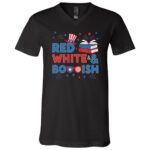 Red White & Bookish USA Flag Patriotic 4th Of July T-Shirt - V-Neck Shirt, Black, V-Neck T-Shirt