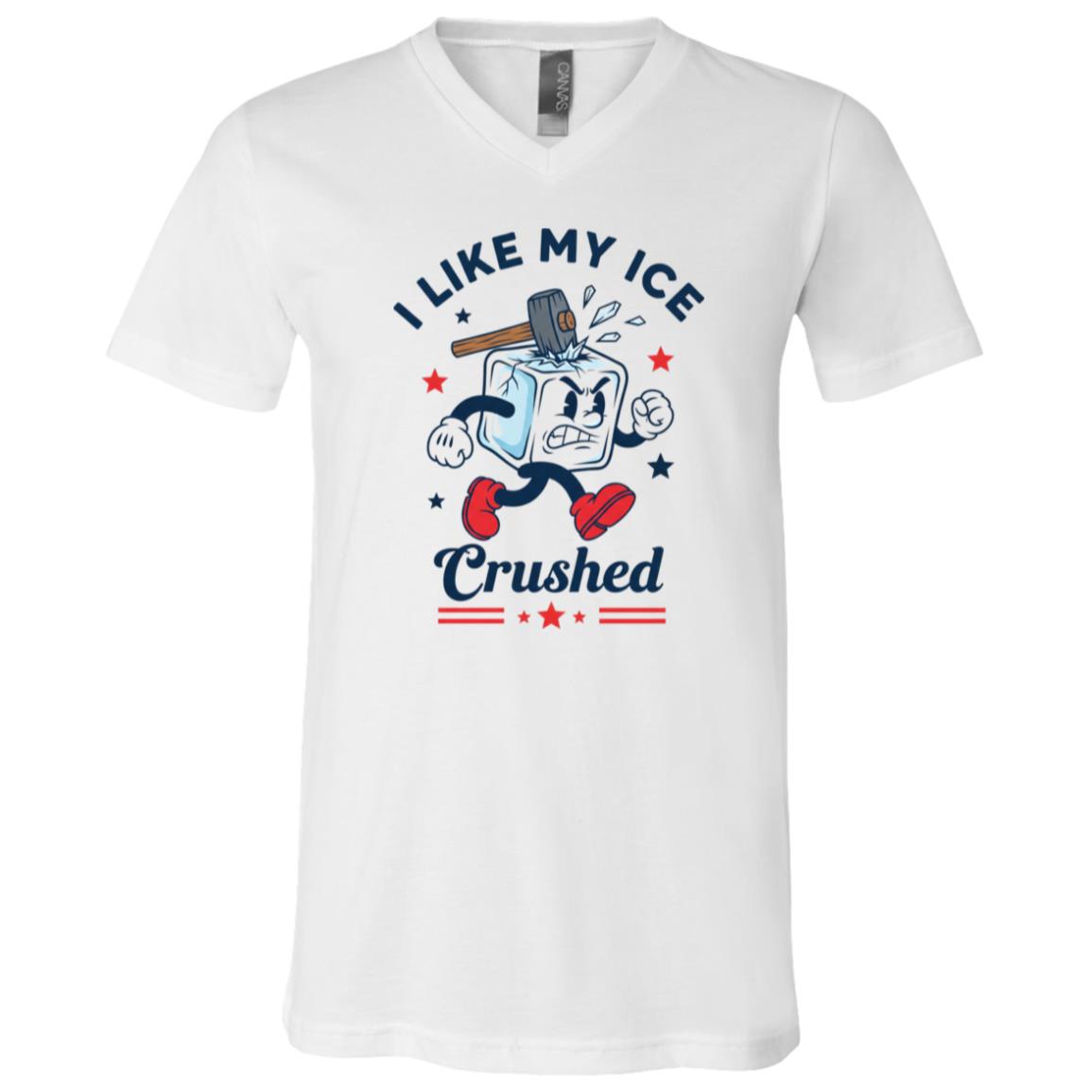 I Like My Ice Crushed Vintage Ice Humor T-Shirt for Women Men Kids, White, V-Neck T-Shirt