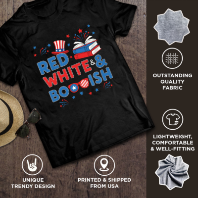 Alternative view of Red White & Bookish USA Flag Patriotic 4th Of July T-Shirt - V-Neck Shirt