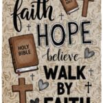 Faith Hope Believe Jesus Walk By Faith Fleece Blanket - Sherpa Blanket, White, Cozy Plush Fleece Blanket - 30x40
