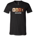 Black Educator Periodic Table of Elements T-Shirt - Black History Education is Freedom, Black, V-Neck T-Shirt