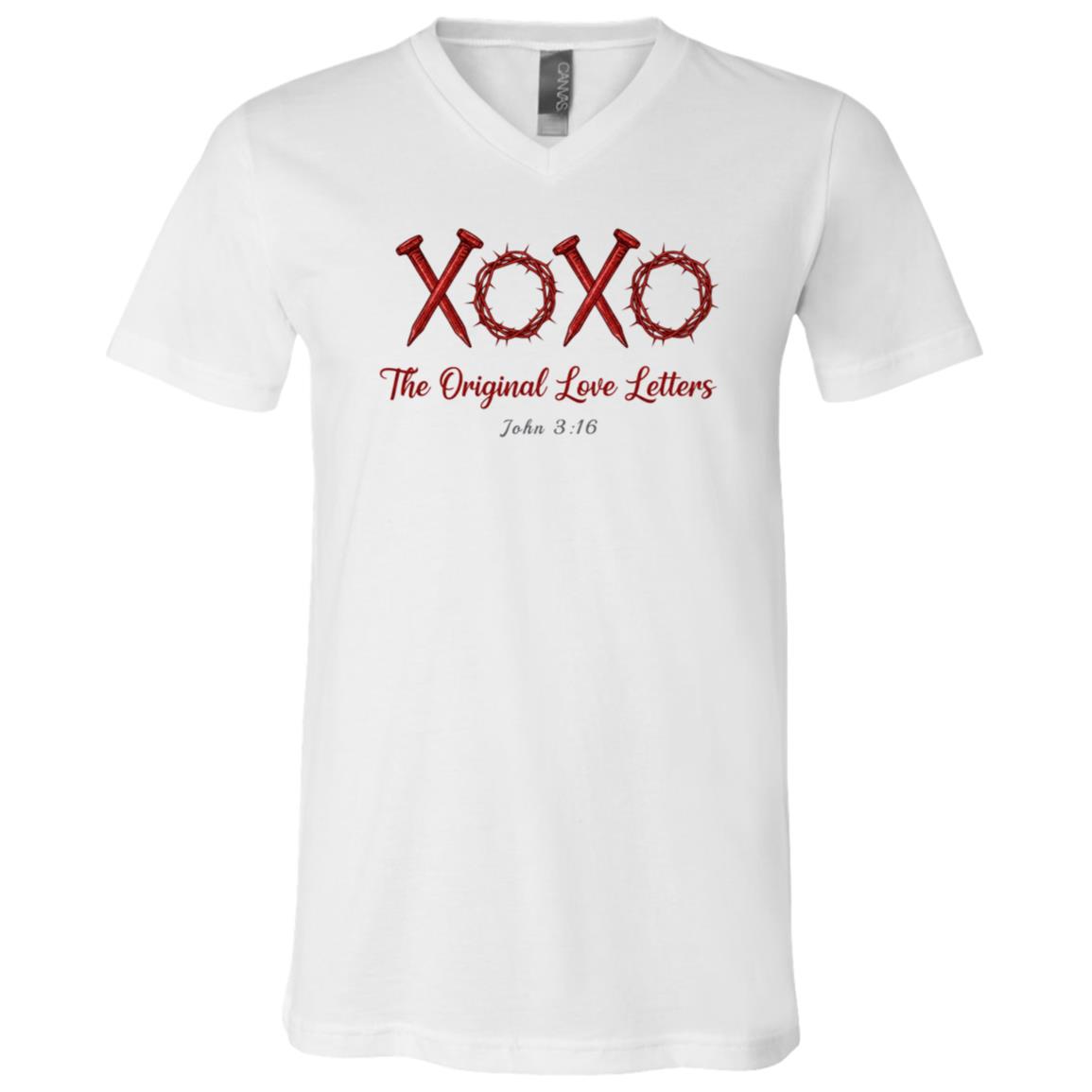 XoXo The Original Love Letters Jesus Christian Easter T-Shirt - V-Neck Shirt, White, V-Neck T-Shirt