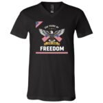 250 Years of Freedom Anniversary American Flag T-Shirt - V-Neck Shirt, Black, V-Neck T-Shirt