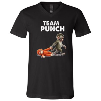 Monkey Team Punch Baby Graphic T-Shirt - Little Punch V-Neck Shirt, Black, V-Neck T-Shirt