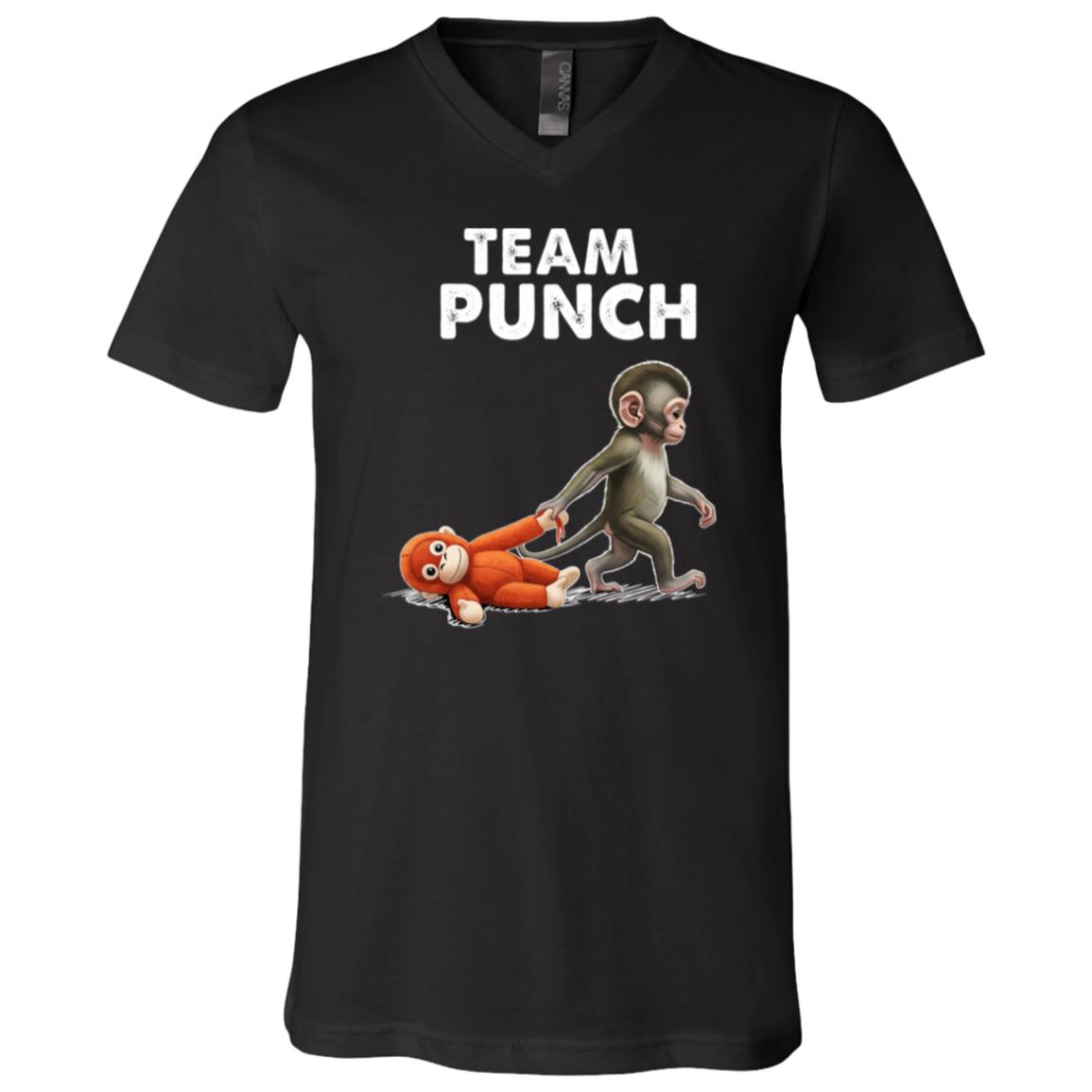 Monkey Team Punch Baby Graphic T-Shirt - Little Punch V-Neck Shirt, Black, V-Neck T-Shirt