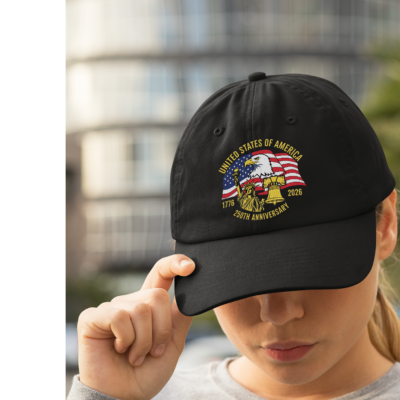 250 Anniversary USA Embroidered Hat - United States 250 Year American Anniversary Baseball Cap