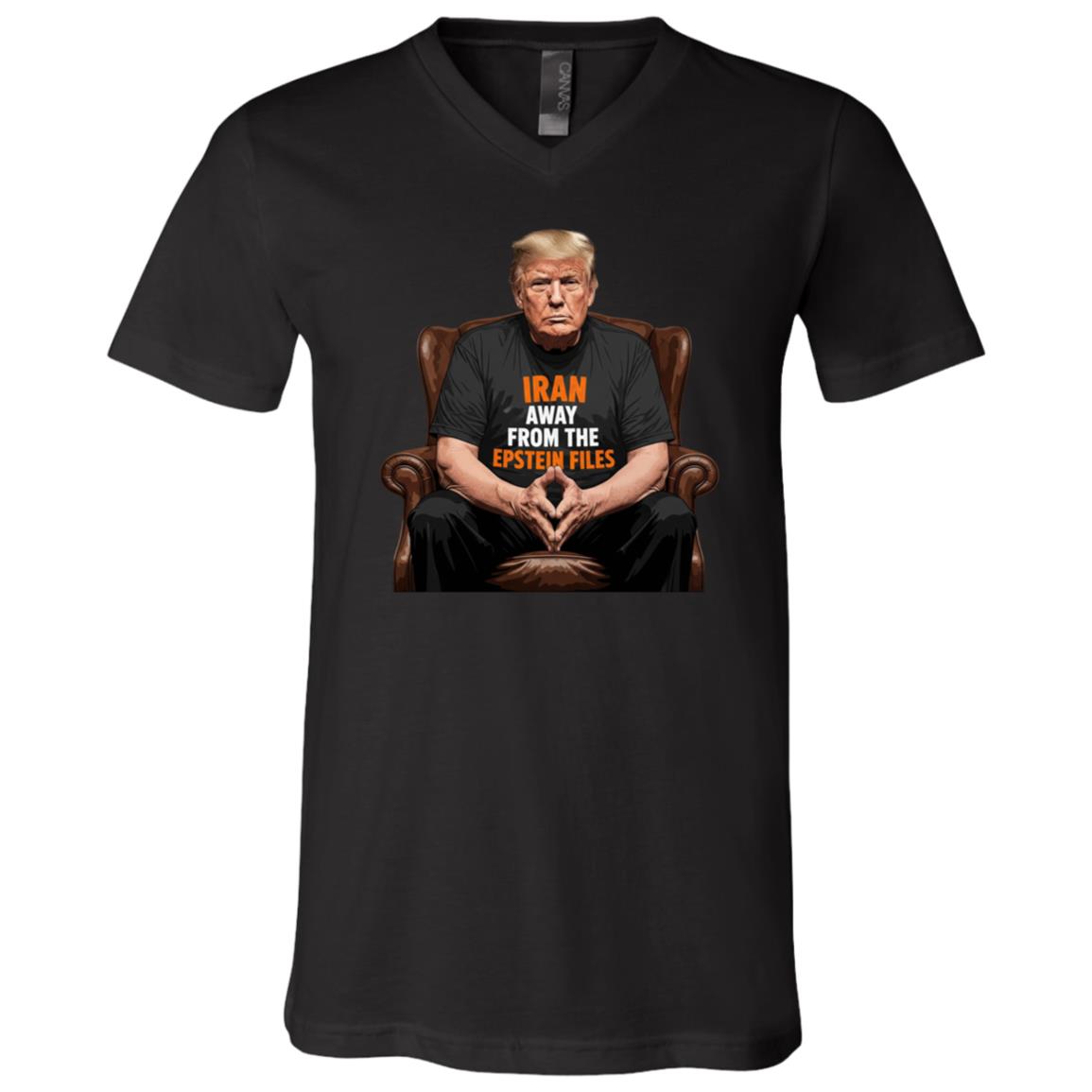 IRAN Away From The Epstein Files T-Shirt - V-Neck Shirt, Black, V-Neck T-Shirt