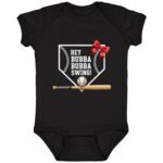 Hey Bubba Bubba Swing Baby Onesie - Baseball Baby Bodysuit, Black, Infant Baby Bodysuit