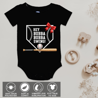 Alternative view of Hey Bubba Bubba Swing Baby Onesie - Baseball Baby Bodysuit