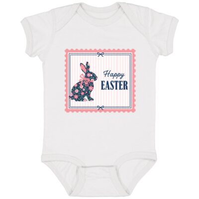 Happy Easter Bunny Funny Baby Onesie - Baby Bodysuit, White, Infant Baby Bodysuit