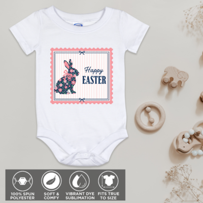 Alternative view of Happy Easter Bunny Funny Baby Onesie - Baby Bodysuit