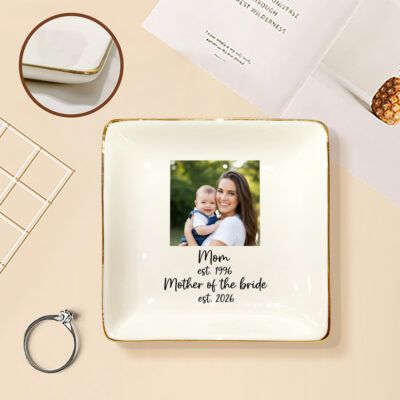 Alternative view of Personalized Photo Mom Daughter Son Jewelry Dish - Mother of The Bride Jewelry Tray - Mother's Day Gifts