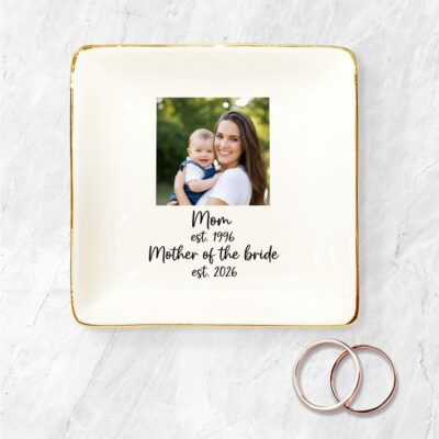 Personalized Photo Mom Daughter Son Jewelry Dish - Mother of The Bride Jewelry Tray - Mother's Day Gifts