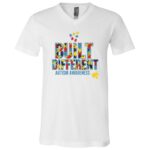 Built Different Autism Awareness T-Shirt - Youth Shirt - Autism Shirt, White, V-Neck T-Shirt