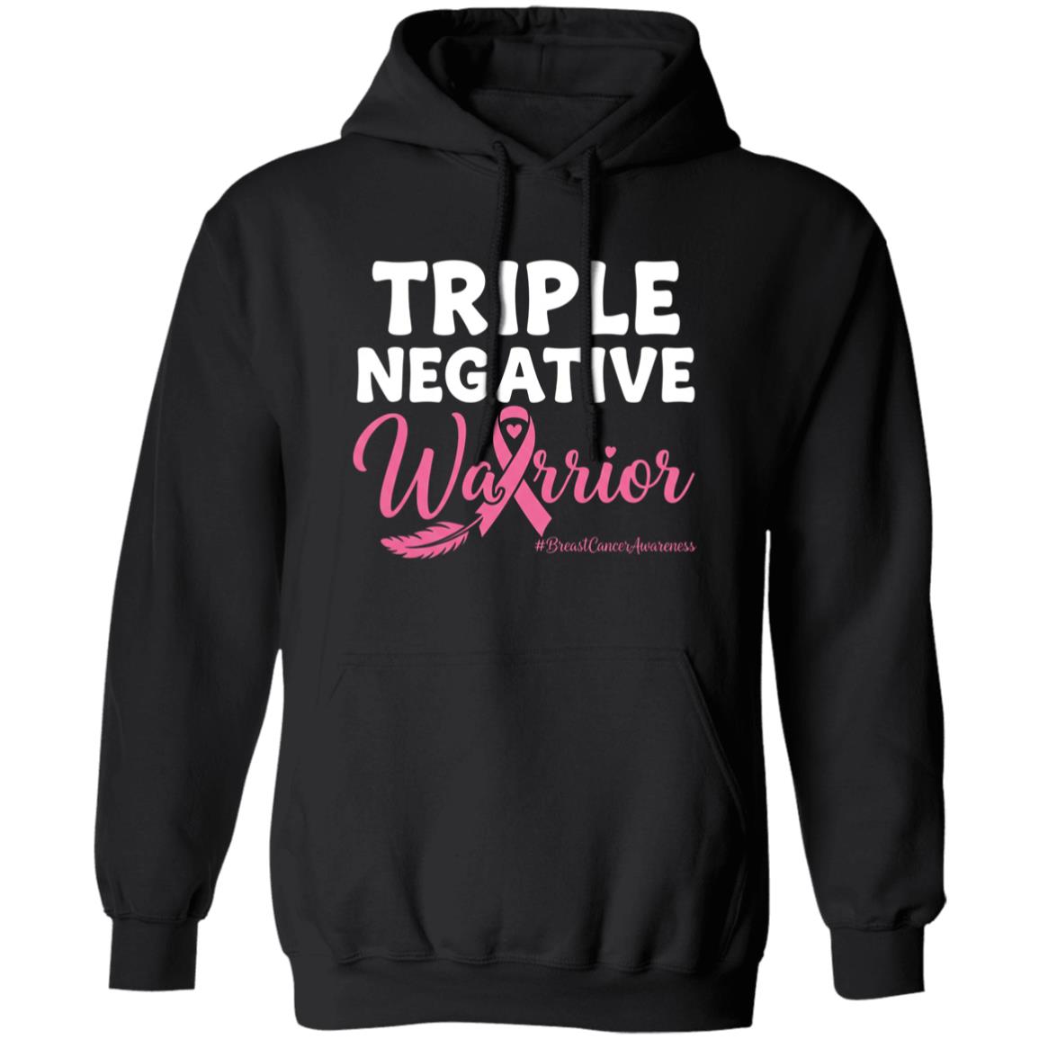 Triple Negative Warrior Breast Cancer Awareness Hoodie - Long Sleeve - Sweatshirt, Black, Hoodie