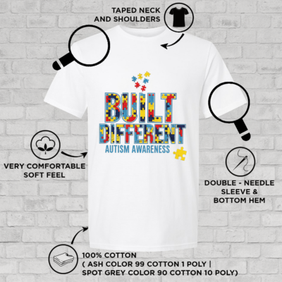 Alternative view of Built Different Autism Awareness T-Shirt - Youth Shirt - Autism Shirt