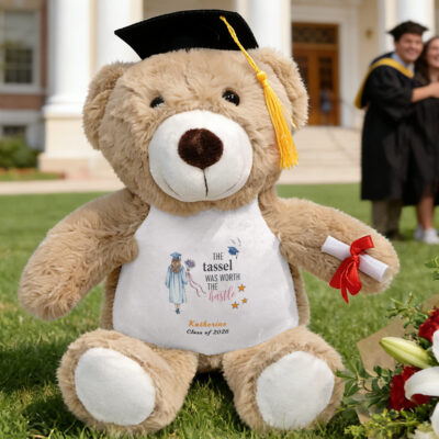 Custom The Tassel Was Worth The Hassle Graduation Bear - Graduation Gift - Personalized Grad Gift 2026 Her/Him Daughter Son Friends