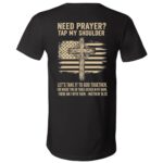 Need Prayer Tap My Shoulder Bible Verse Christian On Back T-Shirt - V-Neck Shirt, Black, V-Neck T-Shirt