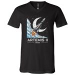 Artemis II Launch to The Moon 2026 T-Shirt - V-Neck Shirt, Black, V-Neck T-Shirt