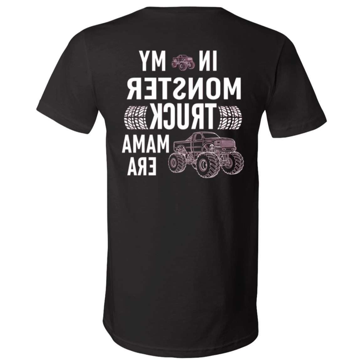 In My Monster Truck Mama Are Funny Print On Back T-Shirt - V-Neck Shirt, Black, V-Neck T-Shirt