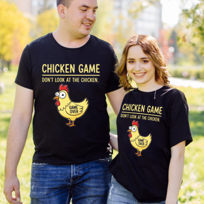 Alternative view of Chicken Game Don't Look At The Chicken Funny Chicken T-Shirt - V-Neck Shirt