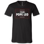 Team Pope Leo XIV T-Shirt - I Stand with Pope Leo Vintage Faith T-Shirt, Black, V-Neck T-Shirt