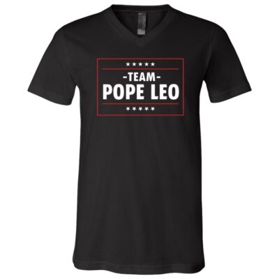 Team Pope Leo XIV T-Shirt - I Stand with Pope Leo Vintage Faith T-Shirt, Black, V-Neck T-Shirt