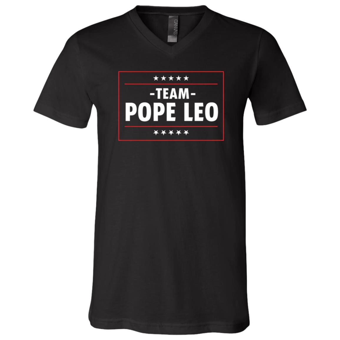 Team Pope Leo XIV T-Shirt - I Stand with Pope Leo Vintage Faith T-Shirt, Black, V-Neck T-Shirt