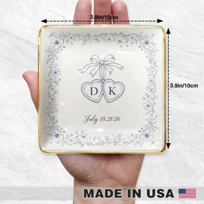 Alternative view of Custom Engagement Ring Dish - Personalized Wedding Ring Dish - Engagement Gifts - Gift For Bride