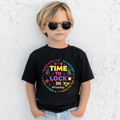 Alternative view of Time to Lock In Test Day Shirt, Do Your Best Student Teacher Tee, Motivational Exam Shirt, Back to School Testing Shirt