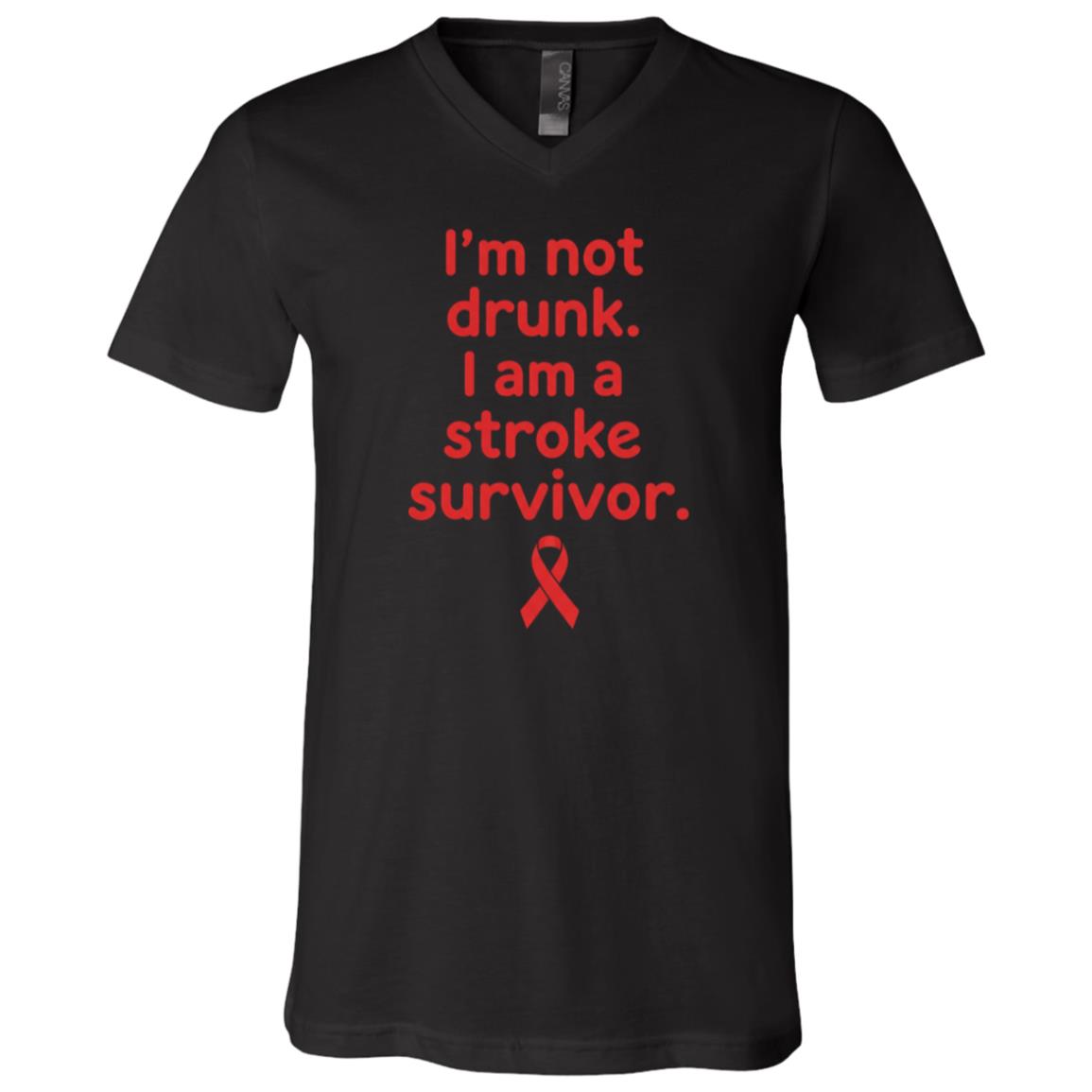 Stroke Survivor Shirt, I'm Not Drunk I Am a Stroke Survivor Tee, Stroke Awareness Shirt, Red Ribbon Support Gift, Black, V-Neck T-Shirt Stroke Survivor Shirt, I'm Not Drunk I Am a Stroke Survivor Tee, Stroke Awareness Shirt, Red Ribbon Support Gift, Black, V-Neck T-Shirt