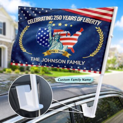 Alternative view of Personalized America 250 Car Flag, Celebrating 250 Years of Liberty, Patriotic USA Vehicle Flag, 1776-2026 Independence Day Decor, Custom Family Name Flag